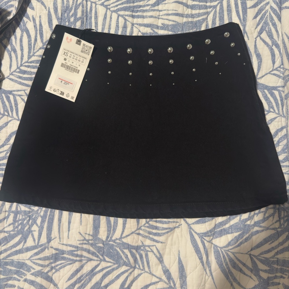 NWT Zara Black Studded Mini Skirt